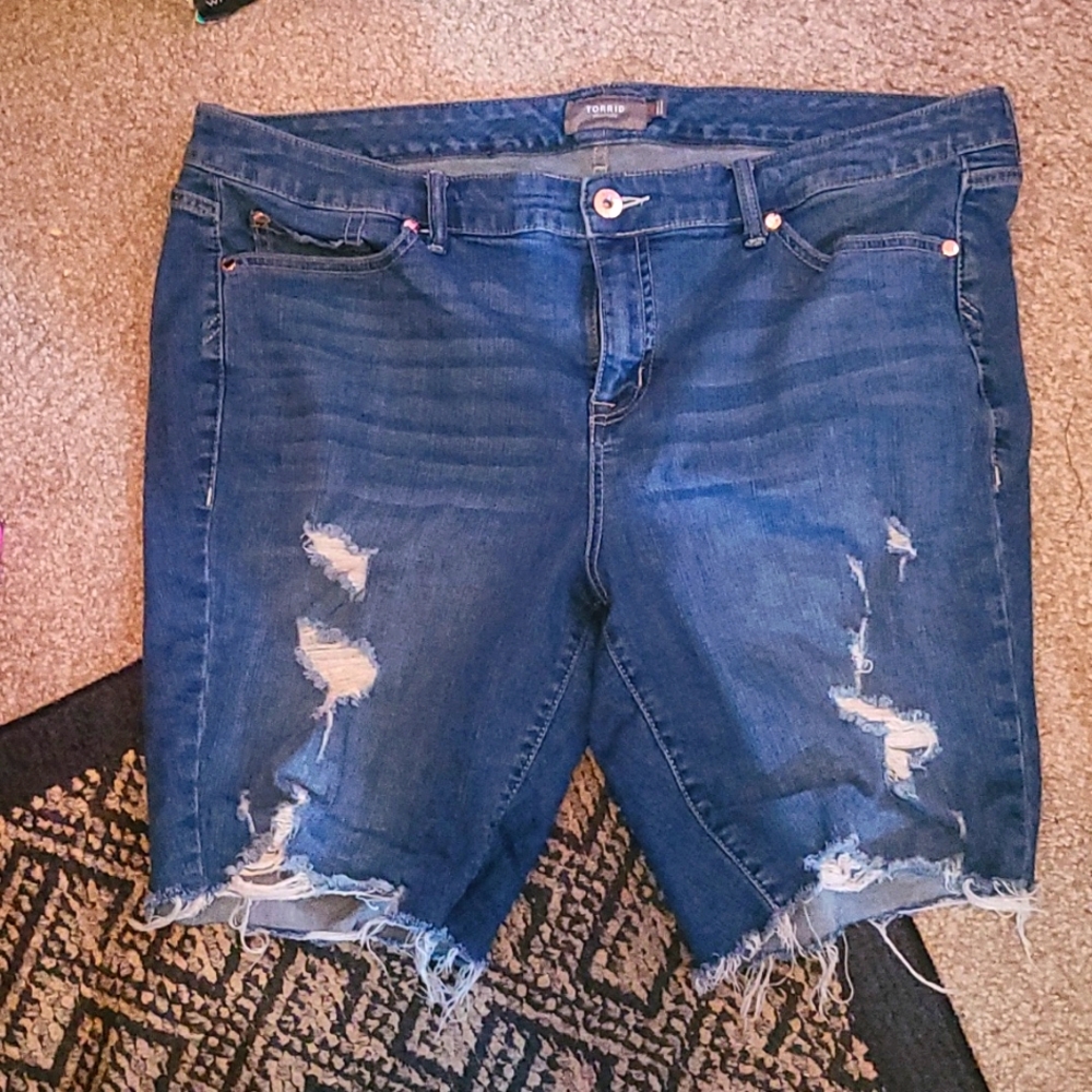 Torrid Blue Denim Distressed Shorts